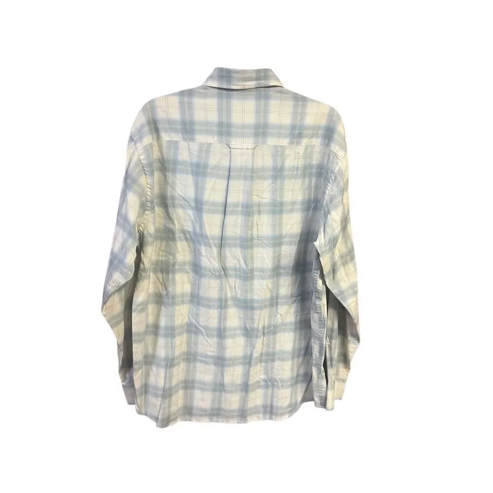 No Brand Mens Plaid Linen/Cotton  Blend  Shirt Sz L NWOT
